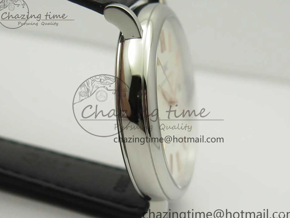 MIROTIME 1228 Portofino Automatic SS FKF 1:1 Best Edition White Dial RG Markers on Black Leather Strap A Stretchable 7141